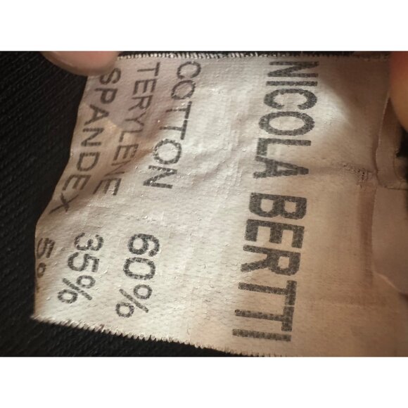 Nicola Berti Black Long-Sleeve Top With Wavy Embellishments Womens L Cotton Blen - Picture 4 of 4